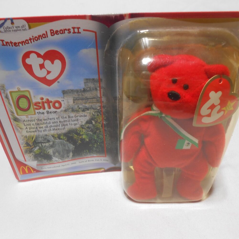 VTG TY BEANIE BABIES INTERNATIONAL OSITO THE BEAR IN ORIGINAL PACKAGE RARE 👸🐻